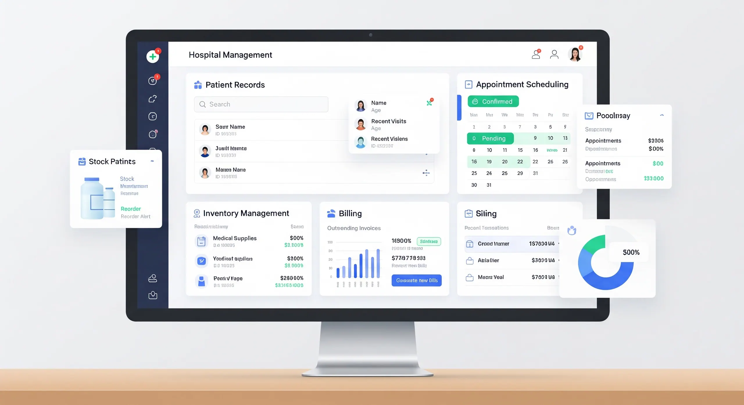 Patient management dashboard view